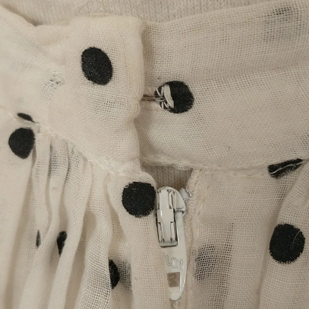 Vintage Polka Dot Flirty Mini Skirt 50s 60s Sheer Cotton USA Made Fun Feminine - Picture 7 of 10